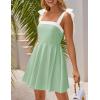imageZESICA Womens Summer Boho Square Neck Mini Dress Sleeveless Tie Shoulder High Waist Swing A Line Short SundressesLightgreen