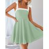 imageZESICA Womens Summer Boho Square Neck Mini Dress Sleeveless Tie Shoulder High Waist Swing A Line Short SundressesLightgreen