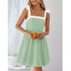 imageZESICA Womens Summer Boho Square Neck Mini Dress Sleeveless Tie Shoulder High Waist Swing A Line Short SundressesLightgreen