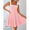 imageZESICA Womens Summer Boho Square Neck Mini Dress Sleeveless Tie Shoulder High Waist Swing A Line Short SundressesPink
