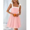 imageZESICA Womens Summer Boho Square Neck Mini Dress Sleeveless Tie Shoulder High Waist Swing A Line Short SundressesPink