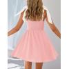 imageZESICA Womens Summer Boho Square Neck Mini Dress Sleeveless Tie Shoulder High Waist Swing A Line Short SundressesPink