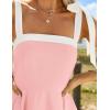 imageZESICA Womens Summer Boho Square Neck Mini Dress Sleeveless Tie Shoulder High Waist Swing A Line Short SundressesPink