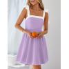 imageZESICA Womens Summer Boho Square Neck Mini Dress Sleeveless Tie Shoulder High Waist Swing A Line Short SundressesPurple