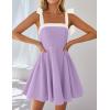 imageZESICA Womens Summer Boho Square Neck Mini Dress Sleeveless Tie Shoulder High Waist Swing A Line Short SundressesPurple