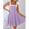 imageZESICA Womens Summer Boho Square Neck Mini Dress Sleeveless Tie Shoulder High Waist Swing A Line Short SundressesPurple
