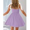 imageZESICA Womens Summer Boho Square Neck Mini Dress Sleeveless Tie Shoulder High Waist Swing A Line Short SundressesPurple