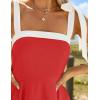imageZESICA Womens Summer Boho Square Neck Mini Dress Sleeveless Tie Shoulder High Waist Swing A Line Short SundressesRed