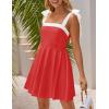 imageZESICA Womens Summer Boho Square Neck Mini Dress Sleeveless Tie Shoulder High Waist Swing A Line Short SundressesRed