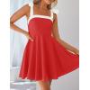 imageZESICA Womens Summer Boho Square Neck Mini Dress Sleeveless Tie Shoulder High Waist Swing A Line Short SundressesRed