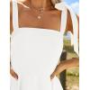 imageZESICA Womens Summer Boho Square Neck Mini Dress Sleeveless Tie Shoulder High Waist Swing A Line Short SundressesWhite