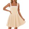 imageZESICA Womens Summer Boho Square Neck Mini Dress Sleeveless Tie Shoulder High Waist Swing A Line Short SundressesApricot