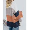 imageZESICA Womens Fall Long Sleeve Crew Neck Striped Color Block Casual Loose Knitted Pullover Sweater TopsBrown