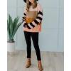 imageZESICA Womens Fall Long Sleeve Crew Neck Striped Color Block Casual Loose Knitted Pullover Sweater TopsOrange2