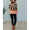 imageZESICA Womens Fall Long Sleeve Crew Neck Striped Color Block Casual Loose Knitted Pullover Sweater TopsOrange2