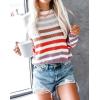 imageZESICA Womens Fall Long Sleeve Crew Neck Striped Color Block Casual Loose Knitted Pullover Sweater TopsPurple