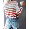 imageZESICA Womens Fall Long Sleeve Crew Neck Striped Color Block Casual Loose Knitted Pullover Sweater TopsPurple
