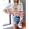 imageZESICA Womens Fall Long Sleeve Crew Neck Striped Color Block Casual Loose Knitted Pullover Sweater TopsPurple