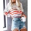 imageZESICA Womens Fall Long Sleeve Crew Neck Striped Color Block Casual Loose Knitted Pullover Sweater TopsPurple