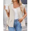 imageZESICA Womens Oversized Zip Up Cargo Vest Causal Street Ruched Hem Sleeveless Jackets TopsApricot