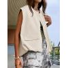 imageZESICA Womens Oversized Zip Up Cargo Vest Causal Street Ruched Hem Sleeveless Jackets TopsApricot