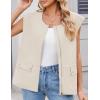 imageZESICA Womens Oversized Zip Up Cargo Vest Causal Street Ruched Hem Sleeveless Jackets TopsApricot