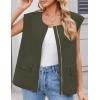 imageZESICA Womens Oversized Zip Up Cargo Vest Causal Street Ruched Hem Sleeveless Jackets TopsArmygreen