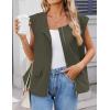 imageZESICA Womens Oversized Zip Up Cargo Vest Causal Street Ruched Hem Sleeveless Jackets TopsArmygreen