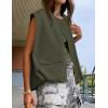 imageZESICA Womens Oversized Zip Up Cargo Vest Causal Street Ruched Hem Sleeveless Jackets TopsArmygreen