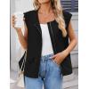 imageZESICA Womens Oversized Zip Up Cargo Vest Causal Street Ruched Hem Sleeveless Jackets TopsBlack