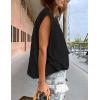 imageZESICA Womens Oversized Zip Up Cargo Vest Causal Street Ruched Hem Sleeveless Jackets TopsBlack