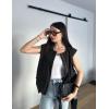 imageZESICA Womens Oversized Zip Up Cargo Vest Causal Street Ruched Hem Sleeveless Jackets TopsBlack