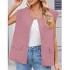 imageZESICA Womens Oversized Zip Up Cargo Vest Causal Street Ruched Hem Sleeveless Jackets TopsDustypink