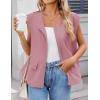 imageZESICA Womens Oversized Zip Up Cargo Vest Causal Street Ruched Hem Sleeveless Jackets TopsDustypink