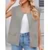 imageZESICA Womens Oversized Zip Up Cargo Vest Causal Street Ruched Hem Sleeveless Jackets TopsGrey