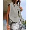 imageZESICA Womens Oversized Zip Up Cargo Vest Causal Street Ruched Hem Sleeveless Jackets TopsGrey