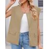 imageZESICA Womens Oversized Zip Up Cargo Vest Causal Street Ruched Hem Sleeveless Jackets TopsKhaki