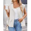 imageZESICA Womens Oversized Zip Up Cargo Vest Causal Street Ruched Hem Sleeveless Jackets TopsWhite