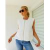 imageZESICA Womens Oversized Zip Up Cargo Vest Causal Street Ruched Hem Sleeveless Jackets TopsWhite