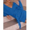 imageZESICA Womens Fall Long Batwing Sleeve Wrap V Neck Knitted Backless Bodycon Pullover Sweater Dress with BeltBrightblue