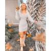 imageZESICA Womens Fall Long Batwing Sleeve Wrap V Neck Knitted Backless Bodycon Pullover Sweater Dress with BeltGrey