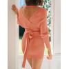 imageZESICA Womens Fall Long Batwing Sleeve Wrap V Neck Knitted Backless Bodycon Pullover Sweater Dress with BeltPeach
