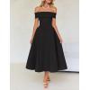 imageZESICA Cocktail Dress for Womens Elegant Off Shoulder Short Sleeve Swing A Line Wedding Evening Party Midi DressesBlack