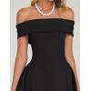 imageZESICA Cocktail Dress for Womens Elegant Off Shoulder Short Sleeve Swing A Line Wedding Evening Party Midi DressesBlack