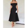 imageZESICA Cocktail Dress for Womens Elegant Off Shoulder Short Sleeve Swing A Line Wedding Evening Party Midi DressesBlack