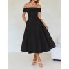 imageZESICA Cocktail Dress for Womens Elegant Off Shoulder Short Sleeve Swing A Line Wedding Evening Party Midi DressesBlack