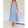 imageZESICA Cocktail Dress for Womens Elegant Off Shoulder Short Sleeve Swing A Line Wedding Evening Party Midi DressesBlue