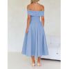 imageZESICA Cocktail Dress for Womens Elegant Off Shoulder Short Sleeve Swing A Line Wedding Evening Party Midi DressesBlue