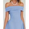 imageZESICA Cocktail Dress for Womens Elegant Off Shoulder Short Sleeve Swing A Line Wedding Evening Party Midi DressesBlue