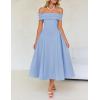 imageZESICA Cocktail Dress for Womens Elegant Off Shoulder Short Sleeve Swing A Line Wedding Evening Party Midi DressesBlue
